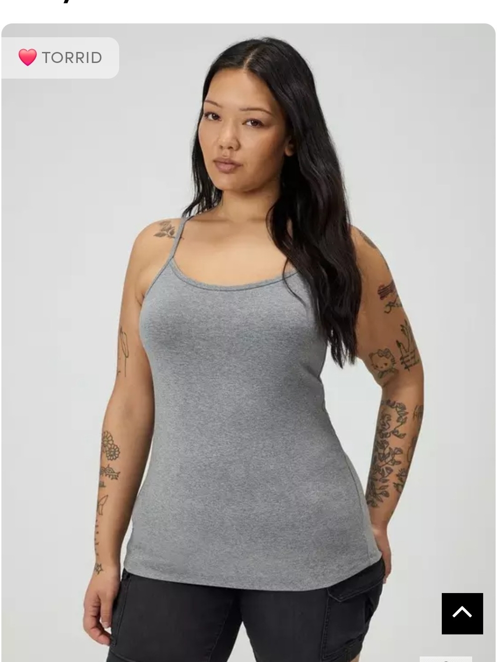 Torrid Gray Ribbed Stretch Cami with Adjustable Straps